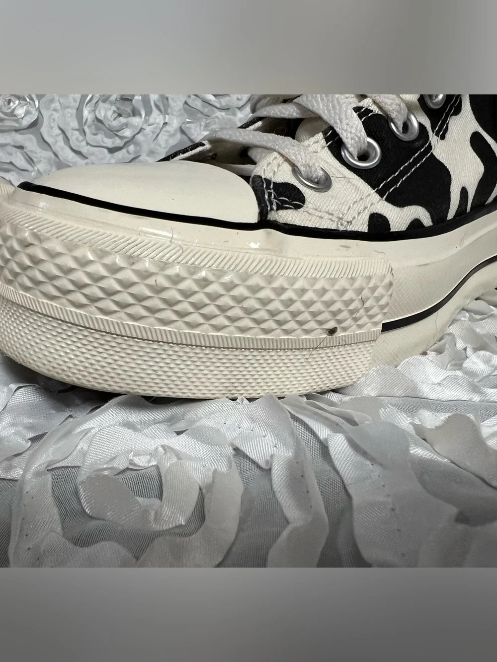 Converse High Top Sneakers - Black & White Cow Pattern